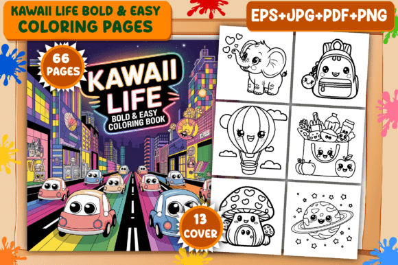 Download Kawaii Life Bold &amp; Easy Coloring Pages - Premium Resources