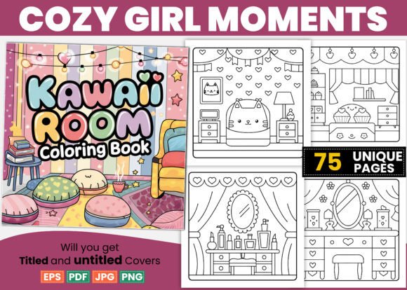 Download Bold Easy Cozy Kawaii Room Coloring Book - Premium Resources